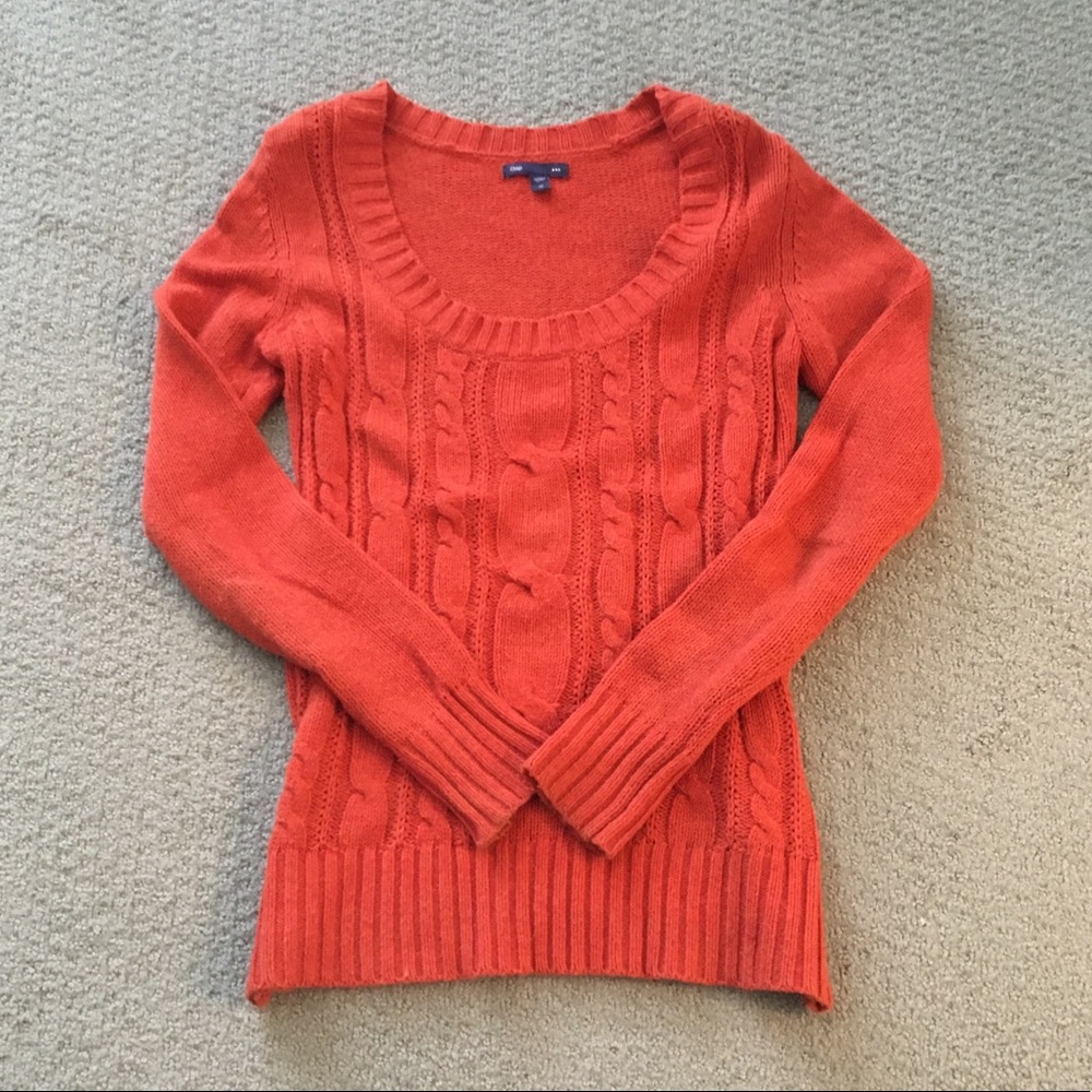 EUC GAP Orange Cable Knit Long-Sleeve Top - XS